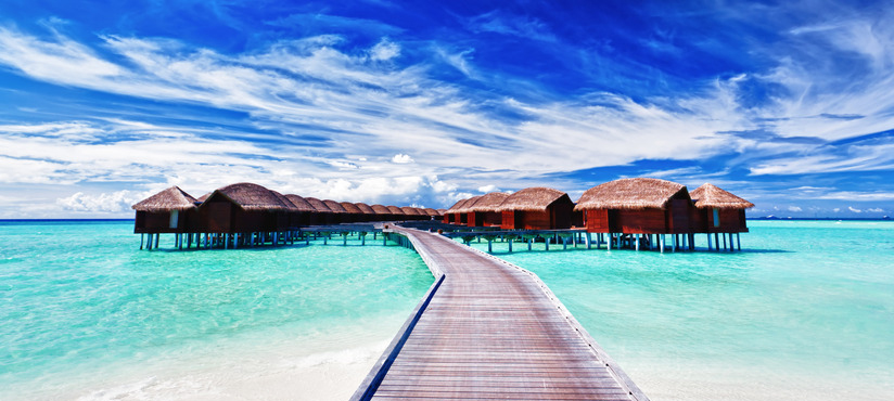 Overwater villas on the lagoon